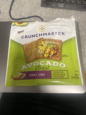 Chili Lime Avocado Toast Crunchy, Baked Rice Crackers, Chili Lime
