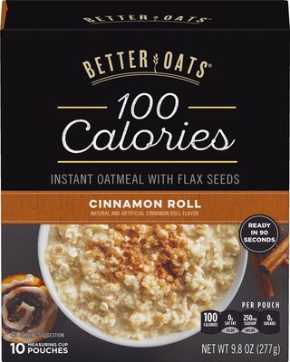 Cinnamon Roll 100 Calories Instant Oatmeal With Flax Seeds, Cinnamon Roll