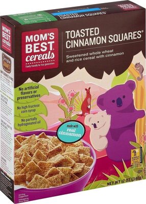 Mom's Best Cereals Toasted Cinnamon Squares, 12 Oz, Cinnamon