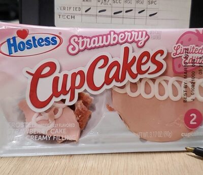 Frosted Strawberry Flavored Cup Cakes With Creamy Filling, Strawberry