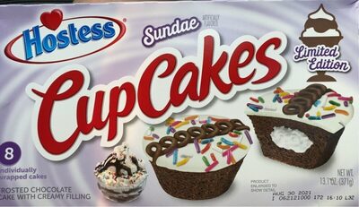 Sundae Flavored Frosted Chocolate Cake With Creamy Filling Cupcakes, Sundae