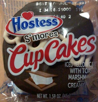 Iced Yellow Cake With Toasted Marshmallow Flavored Cupcakes Creamy Filling, Iced Yellow Cake With Toasted Marshmallow