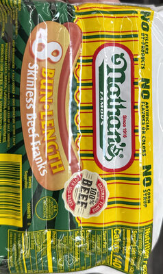 Original Flavor Bun Length Skinless Beef Franks, Original Beef