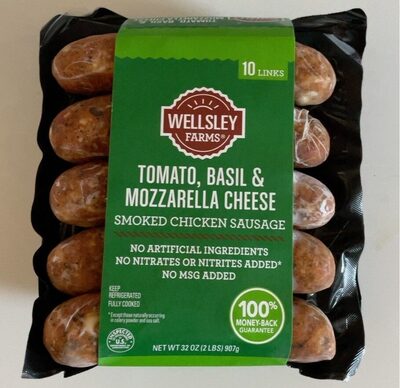 Tomato, Basil & Mozzarella Cheese Smoked Chicken Sausage, Tomato, Basil & Mozzarella Cheese