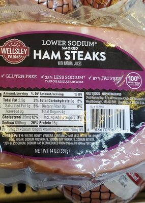 Smoked Lower Sodium Ham Steaks, Smoked
