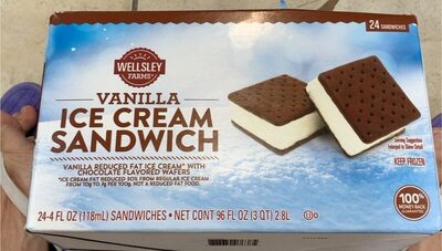 Vanilla Reduced Fat Ice Cream With Chocolate Flavored Wafers Sandwiches, Vanilla
