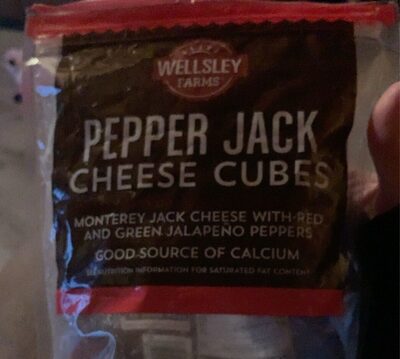 Pepper Jack Monterey Jack Cheese Cubes With Red And Green Jalapeno Peppers, Pepper Jack