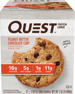 Peanut Butter Chocolate Chip Soft & Chewy Protein Cookie, Peanut Butter