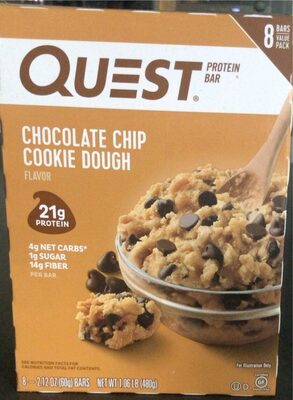 Chocolate Chip Cookie Dough Flavor Protein Bars, Chocolate Chip Cookie Dough