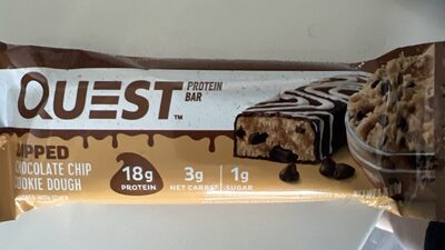 Dipped Chocolate Chip Cookie Dough Protein Bar, Dipped Chocolate Chip Cookie Dough