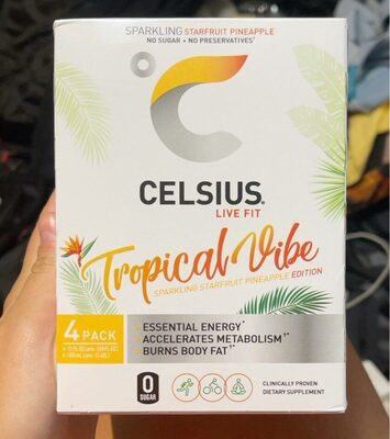Tropical Vibe Starfruit Pinapple Sparkling Energy Drink, Tropical Vibe