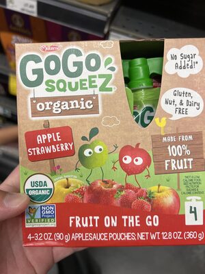 Organic Applesauce, Apple, Strawberry