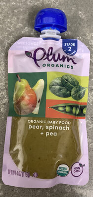 Plum Organics Stage 2 Organic Pear, Spinach & Pea 4 oz Pouch
