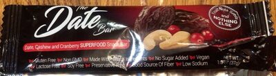 Date, Cashew And Cranberry Superfood Snack Bar, Date, Cashew And Cranberry