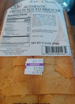 Authentic French Sliced Brioche, Authentic French