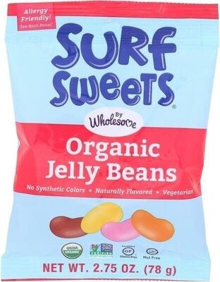 Organic Jelly Beans Candy, Cherry, Grapefruit, Grape, Lemon, Orange & Strawberry
