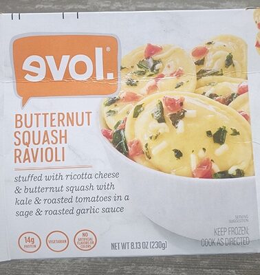 Butternut Squash & Sage Ravioli Raviolis Stuffed With Ricotta Cheese And Butternut Squash - All Topped With Kale, Roasted Tomatoes And An Insanely Tasty Sage & Roasted Garlic Sauce, Butternut Squash & Sage Ravioli