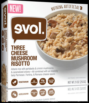 Three Cheese Mushroom Risotto Italian Rice With Portobello & Crimini Mushrooms & Roasted Onions - All Combined With An Insanely Tasty Parmesan, Fontina & Romano Cheese Sauce, Three Cheese Mushroom Risotto