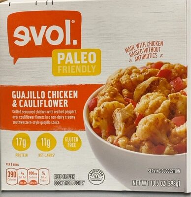 Guajillo Chicken & Cauliflower Gluten Free Grilled Seasoned White Meat Chicken With Red Bell Peppers Over Cauliflower Florets In A Non-Dairy Creamy Southwestern-Style Guajillo Sauce, Guajillo Chicken & Cauliflower
