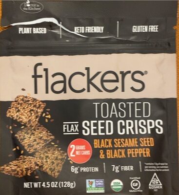 Black Sesame Seed & Black Pepper Toasted Flax Seed Crisps, Black Sesame Seed & Black Pepper