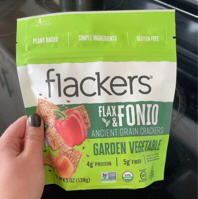 Garden Vegetable Flax & Fonio Ancient Grain Crackers, Garden Vegetable