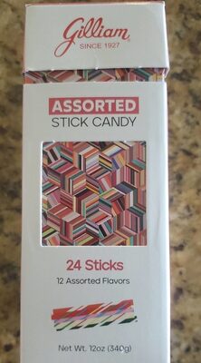 Assorted Stick Candy, Bubblegum, Peppermint, Rootbeer, Tangerine, Tutti Frutti, Watermelon, Birthday Cake, Vanilla, Cherry, Green Apple, Cinnamon, Cotton Candy