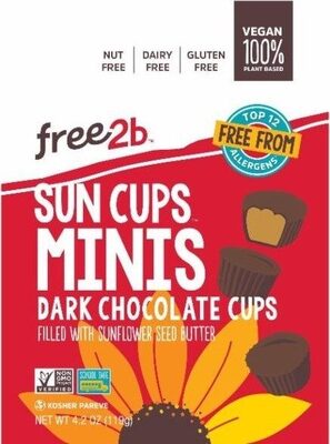 Dark Chocolate 66% Cocoa Sunflower Butter Mini Sun Cups, Dark Chocolate