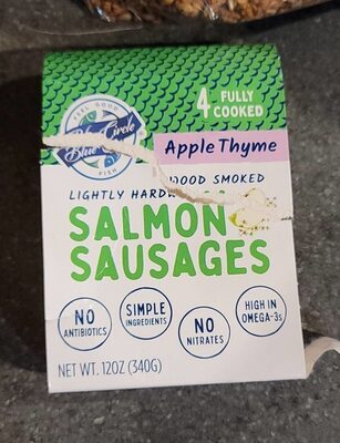 Apple Thyme Lightly Hardwood Smoked Salmon Sausages, Apple Thyme Lightly Hardwood Smoked