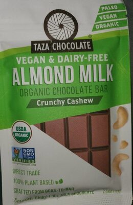 Crunchy Cashew Organic Almond Milk Chocolate Bar, Crunchy Cashew