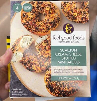 Scallion Cream Cheese Stuffed Everything Seasoned Mini Bagels, Scallion Cream Cheese