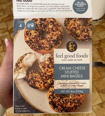 Cream Cheese Everything Seasoned Mini Bagels Stuffed With Cream Cheese, Cream Cheese