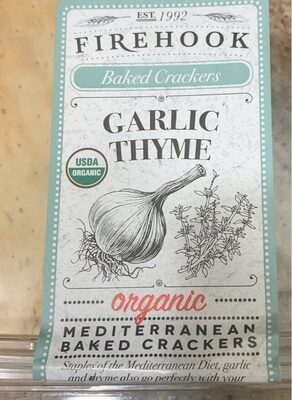 Garlic Thyme Organic Mediterranean Baked Crackers, Garlic; Thyme