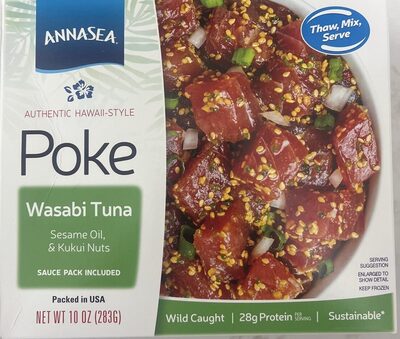 Wasabi Ahi Wild Caught Ahi Tuna, Sesame Oil, Kukui Nuts, With Japanese Horseradish Authentic Hawaiian Poke Mix & Serve Meal Kit, Wasabi Ahi