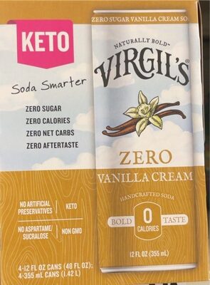 Vanilla Cream Zero Sugar Soda, Vanilla