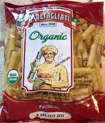Macaroni Product Organic Durum Wheat Semolina Pasta, Cut Ziti #346