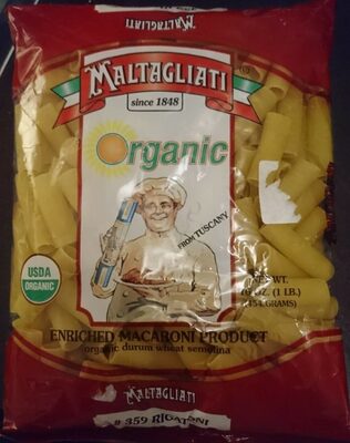 Macaroni Product Organic Durum Wheat Semolina Pasta, Rigatoni #359