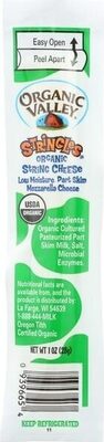 Mozzarella Organic Low Moisture, Part Skim String Cheese, Mozzarella