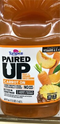 Carrot On Fruit & Veggie Juice Drink, Carrot; Pineapple; Orange; Peach