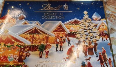 Signature Collection Assorted Chocolates, Fudge Swirl Milk Chocolate Truffle, Dark Chocolate Heart With Dark Filling, White Chocolate Truffle, White Chocolate Stracciatella Cube, Lindor Milk Chocolate Truffle, Dark Chocolate Truffle, Milk Chocolate Cappuc