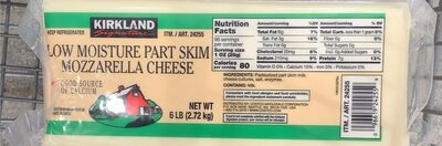Mozzarella Low Moisture Part Skim Cheese, Mozzarella