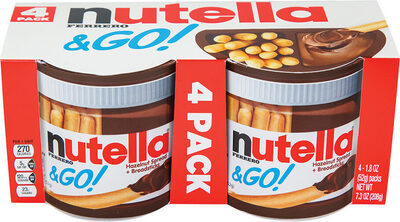 Ferrero Nutella & Go! Hazelnut Spread + Breadsticks, 1.8 Oz, 4 Count