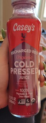 Recharged Red Organic Tart Cherry, Beet, Strawberry, Apple, Pear, Lemon Cold Pressed Juice, Recharged Red