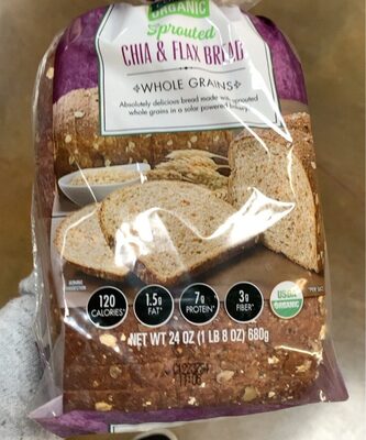 Organic Whole Grains Sprouted Chia & Flax Bread, Chia & Flax