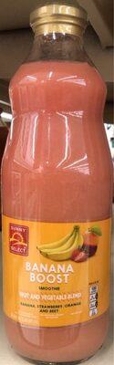 Banana Boost Banana, Strawberry, Orange And Beet Fruit And Vegetable Blend Smoothie, Banana Boost