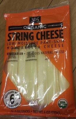 String Cheese Organic Low-Moisture Part-Skim Mozzarella Cheese Sticks, String Cheese