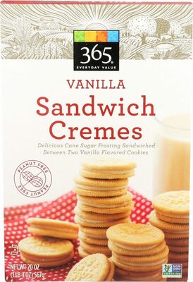 Vanilla Sandwich Cremes Delicious Cane Sugar Frosting Sandwiched Between Two Vanilla-Flavored Cookies, Vanilla