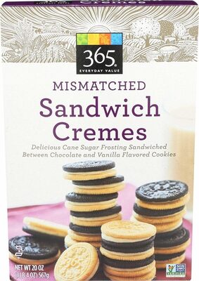 Mismatched Sandwich Cremes Cookies Delicious Cane Sugar Frosting Sandwiched Between Chocolate And Vanilla-Flavoured Cookies, Mismatched