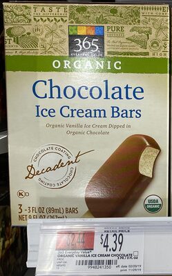 Chocolate Vanilla Ice Cream Dipped In Organic Chocolate Bars, Chocolate Vanilla