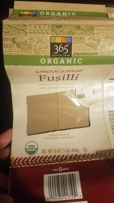 Organic Whole Wheat Macaroni Product, Fusilli