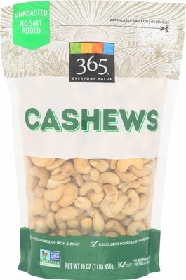 Unroasted & Unsalted Cashews, Unroasted & Unsalted